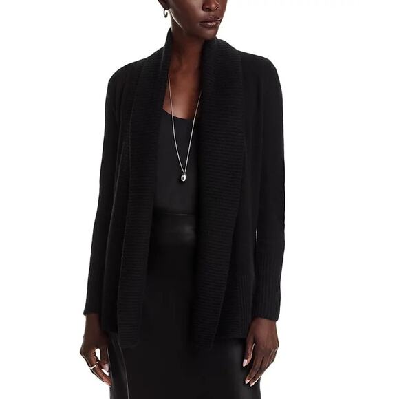 C by Bloomingdale's Cashmere Cable Knit Shawl-Collar Open Front Cardigan Size XS